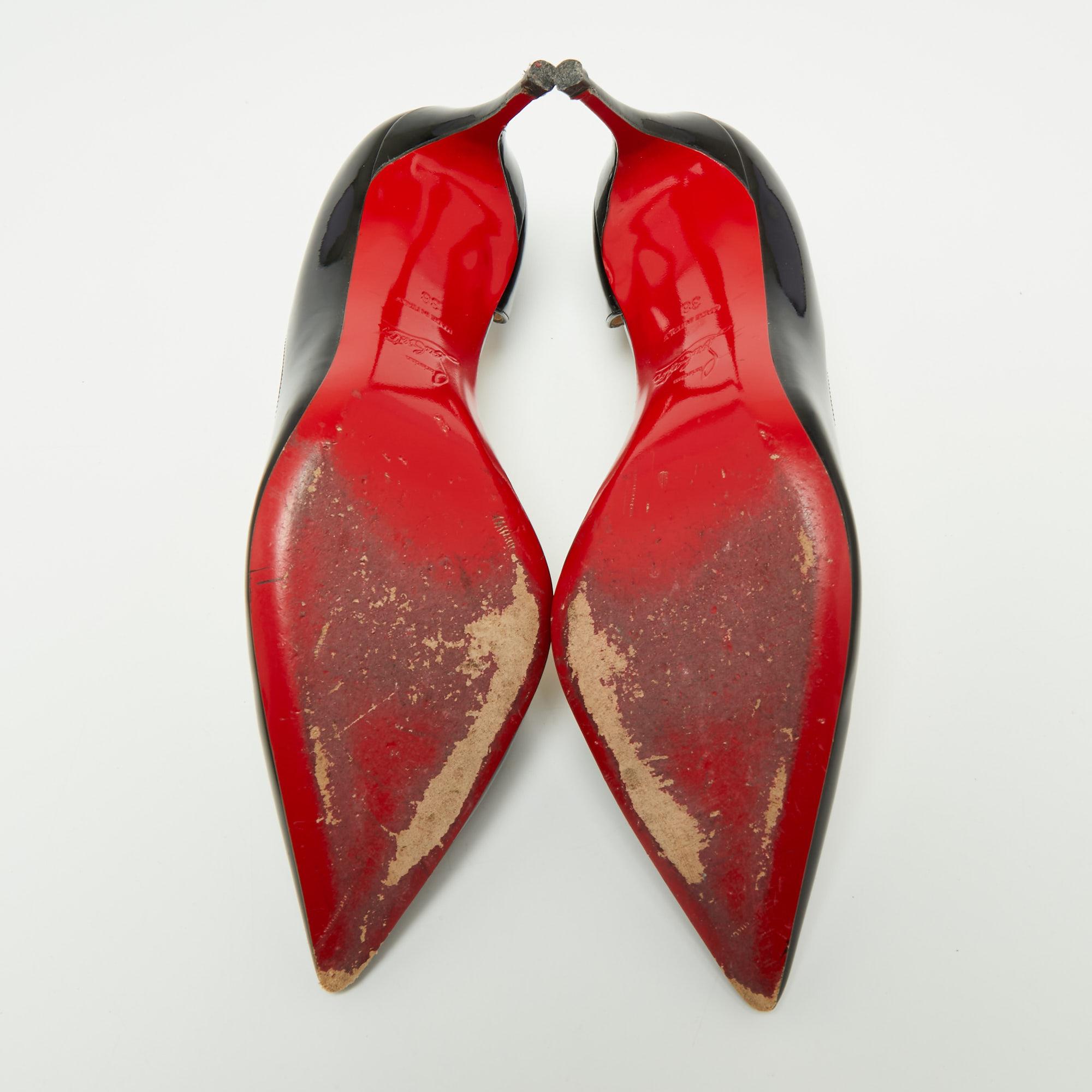 Christian Louboutin Black Patent Leather Iriza D'orsay Pumps Size 38 4