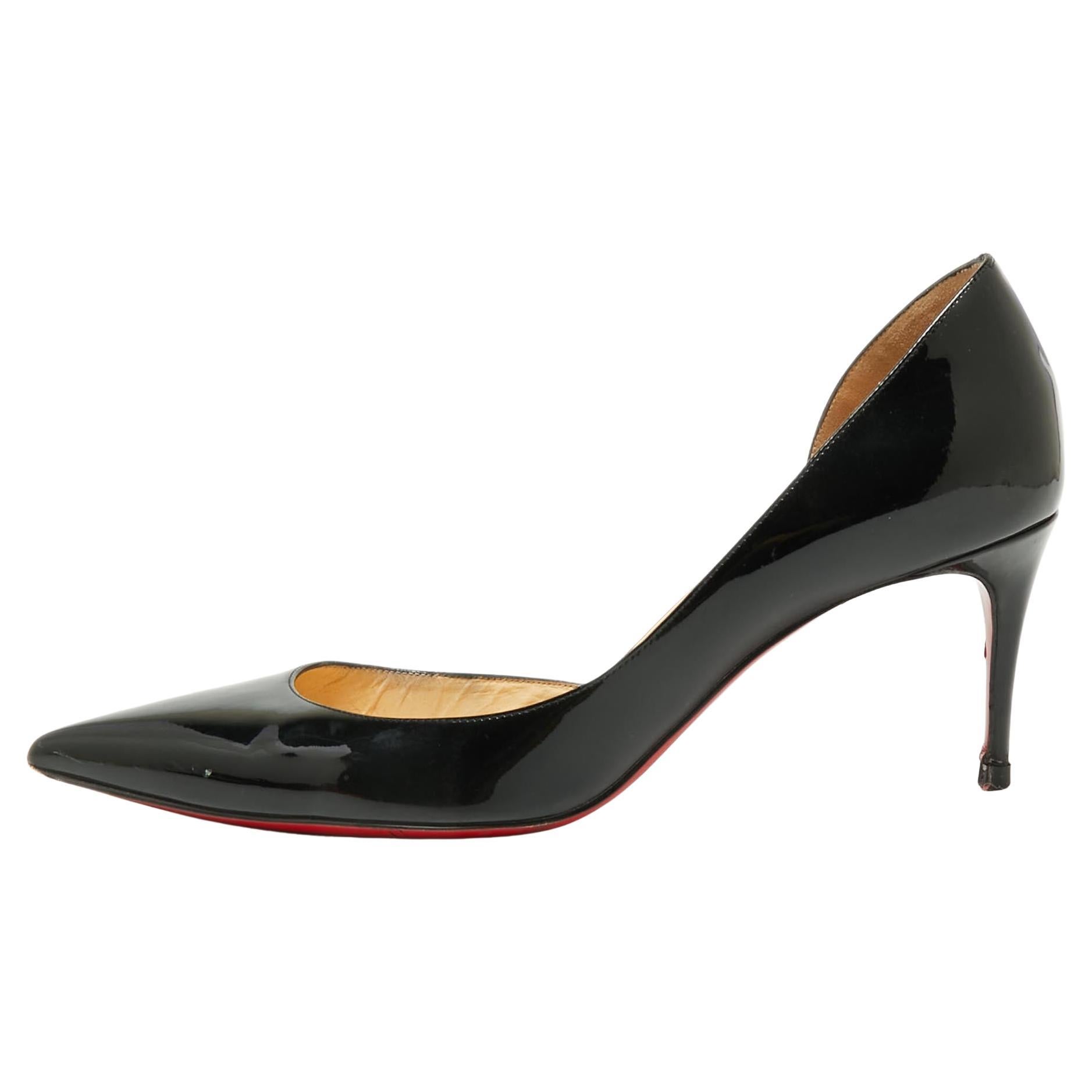 Christian Louboutin Black Patent Leather Iriza D
orsay Pumps Size 38
