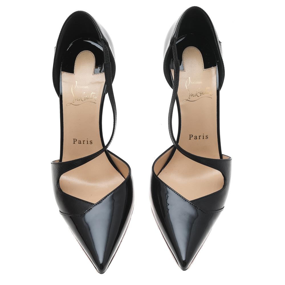 De las mujeres Christian Louboutin Bombas de tiras cruzadas de charol negro talla 38