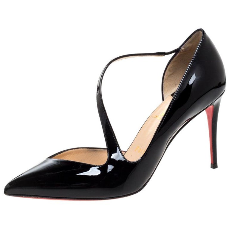 Christian Louboutin Black Patent Leather Jumping Cross Strap Pumps Size  38.5 at 1stDibs | christian louboutin jumping, louboutin jumping