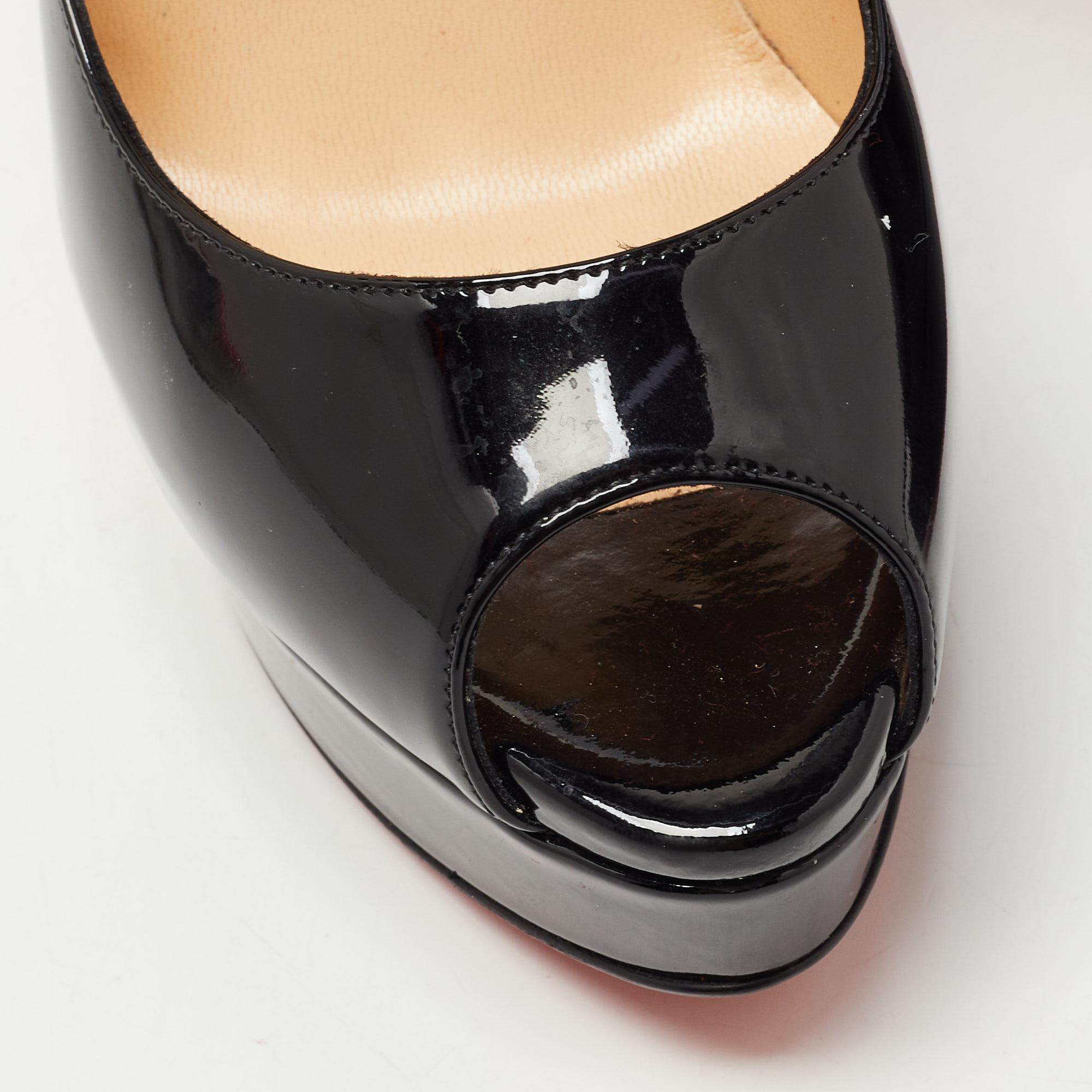 Christian Louboutin Black Patent Leather Lady Peep Pumps Size 36 2