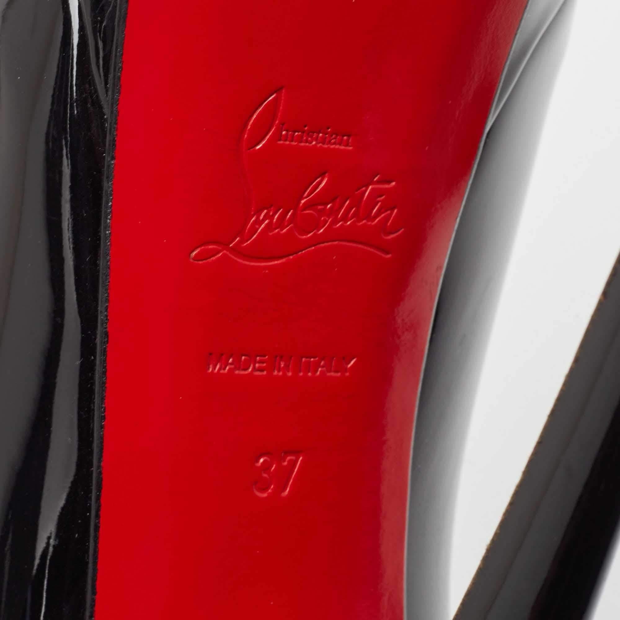Christian Louboutin Black Patent Leather Lady Peep Pumps Size 37 4