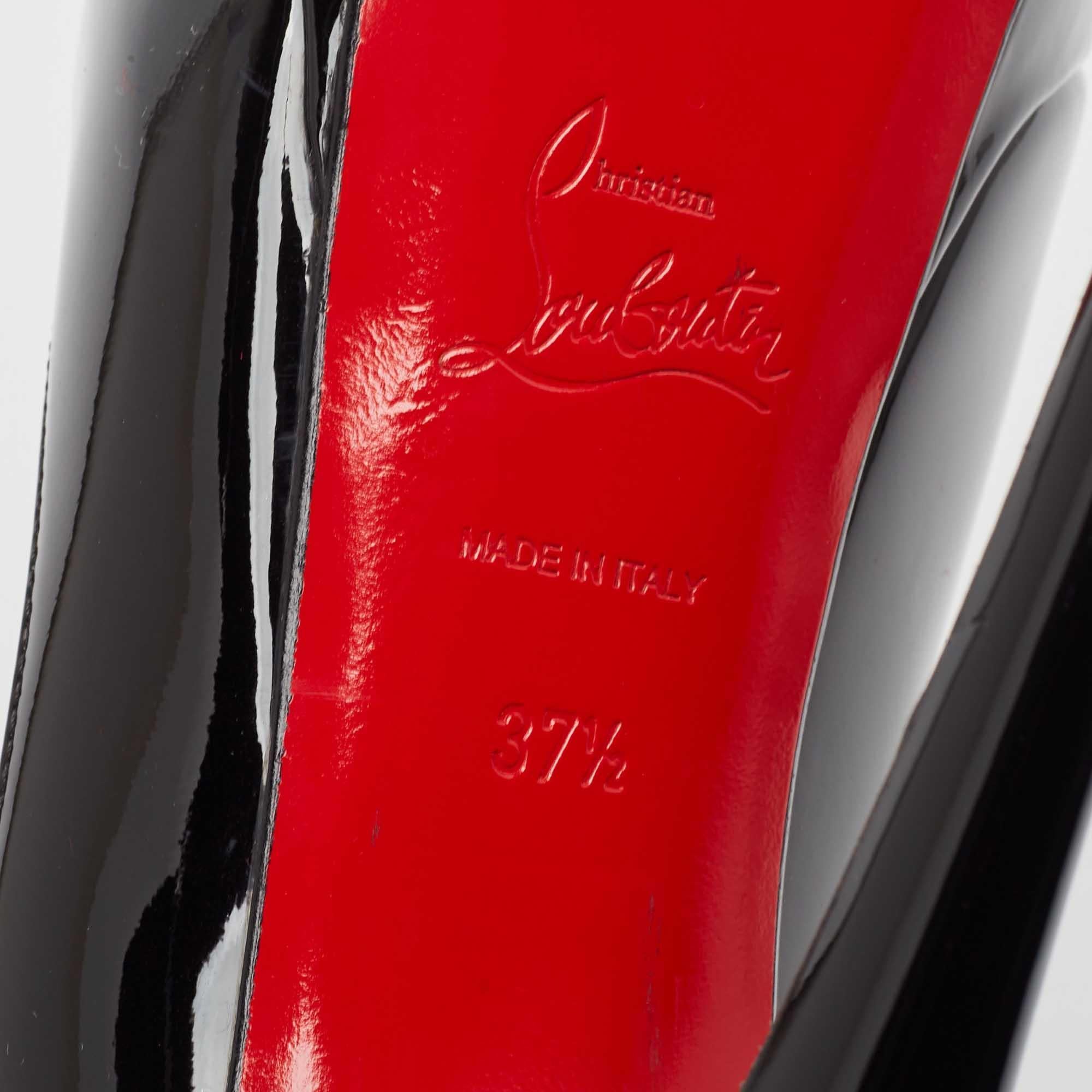 Christian Louboutin Black Patent Leather Lady Peep Pumps Size 37.5 4
