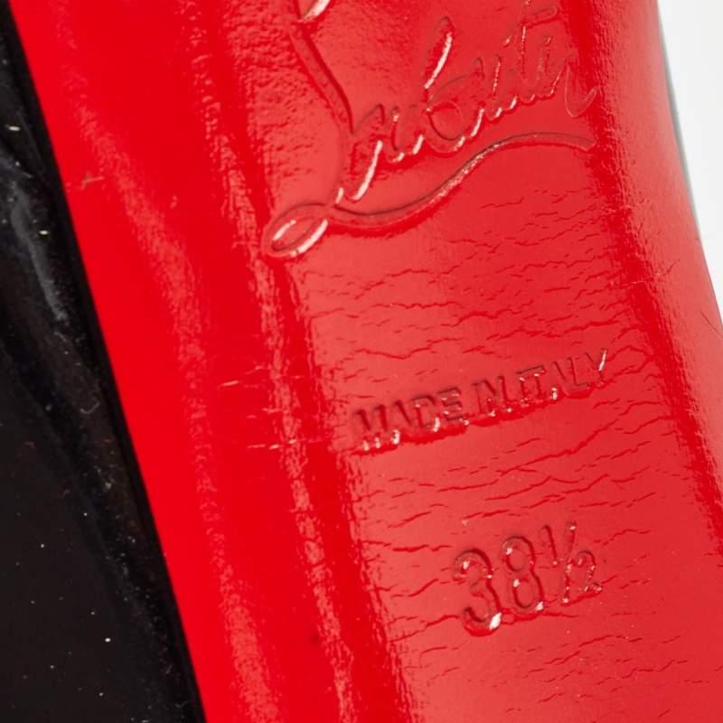 Christian Louboutin Black Patent Leather Lady Peep Slingback Pumps Size 38.5 4