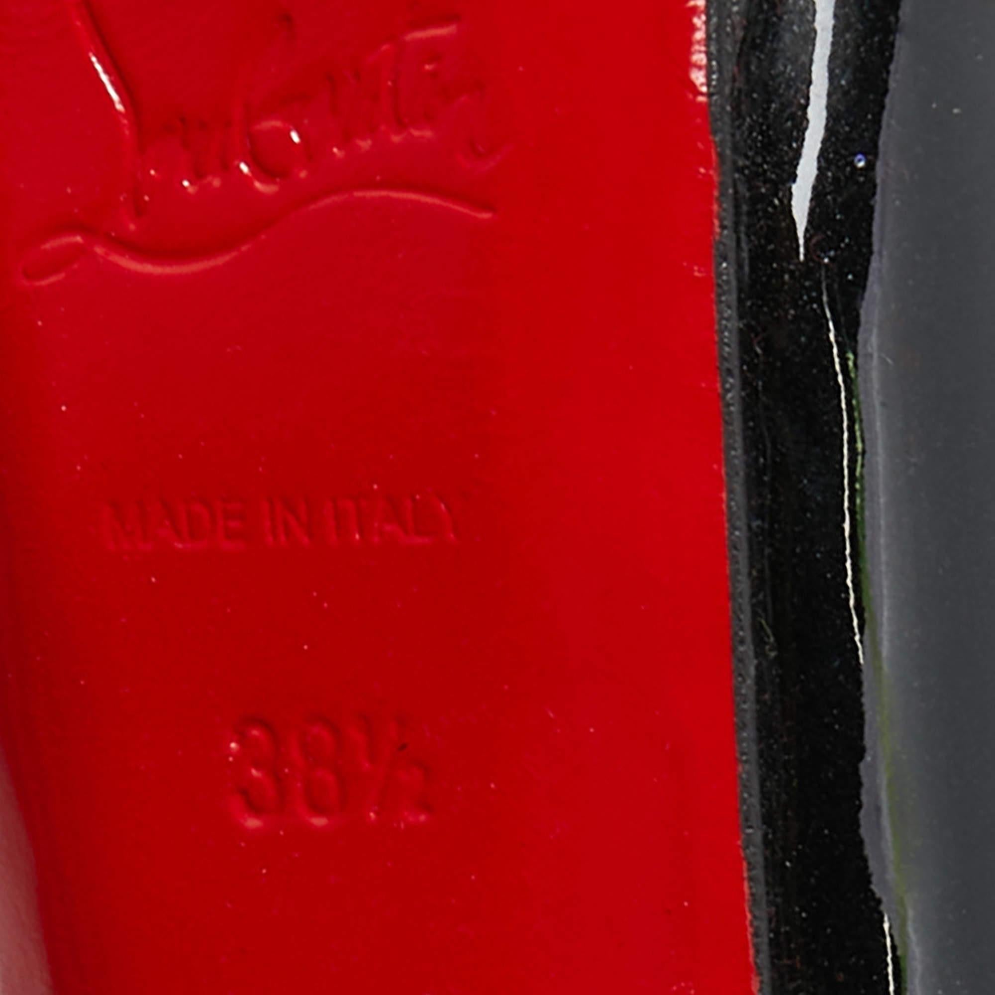 Christian Louboutin Black Patent Leather Lady Peep Slingback Pumps Size 38.5 4