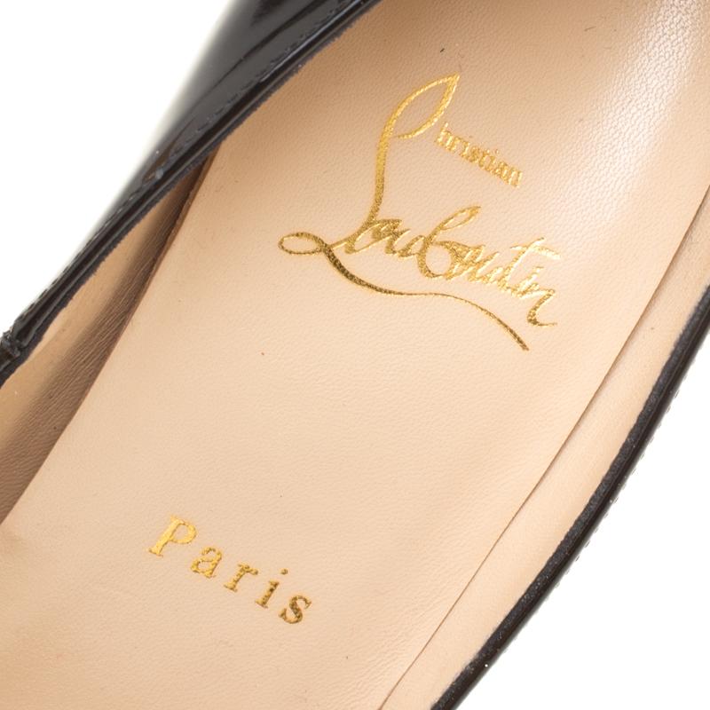 Christian Louboutin Black Patent Leather Lady Peep Toe Platform Pumps Size 40 3