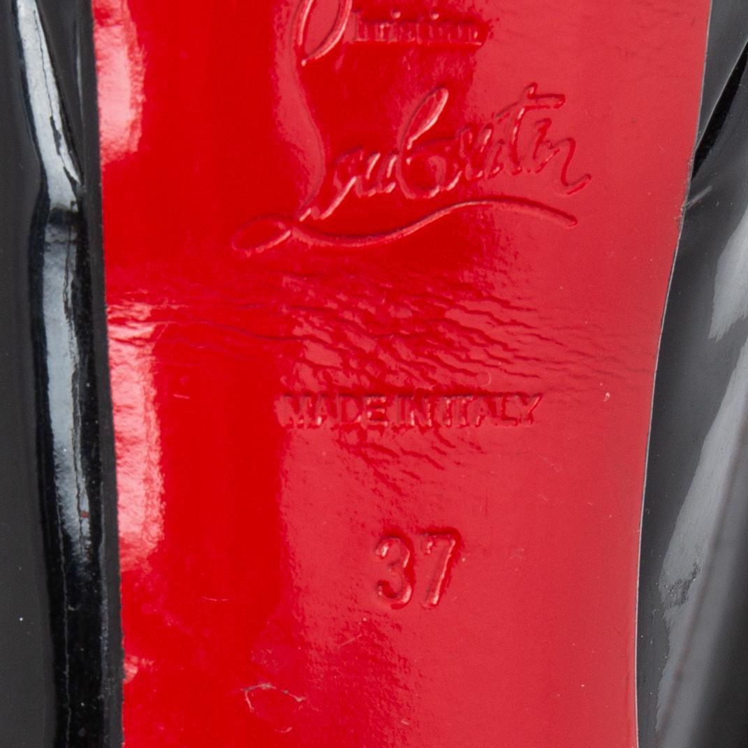 Christian Louboutin Black Patent Leather Lady Peep-Toe Slingback Pumps Size 37 3