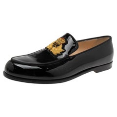 Christian Louboutin Black Patent Leather Laperouse Smoking Slippers Size 37.5