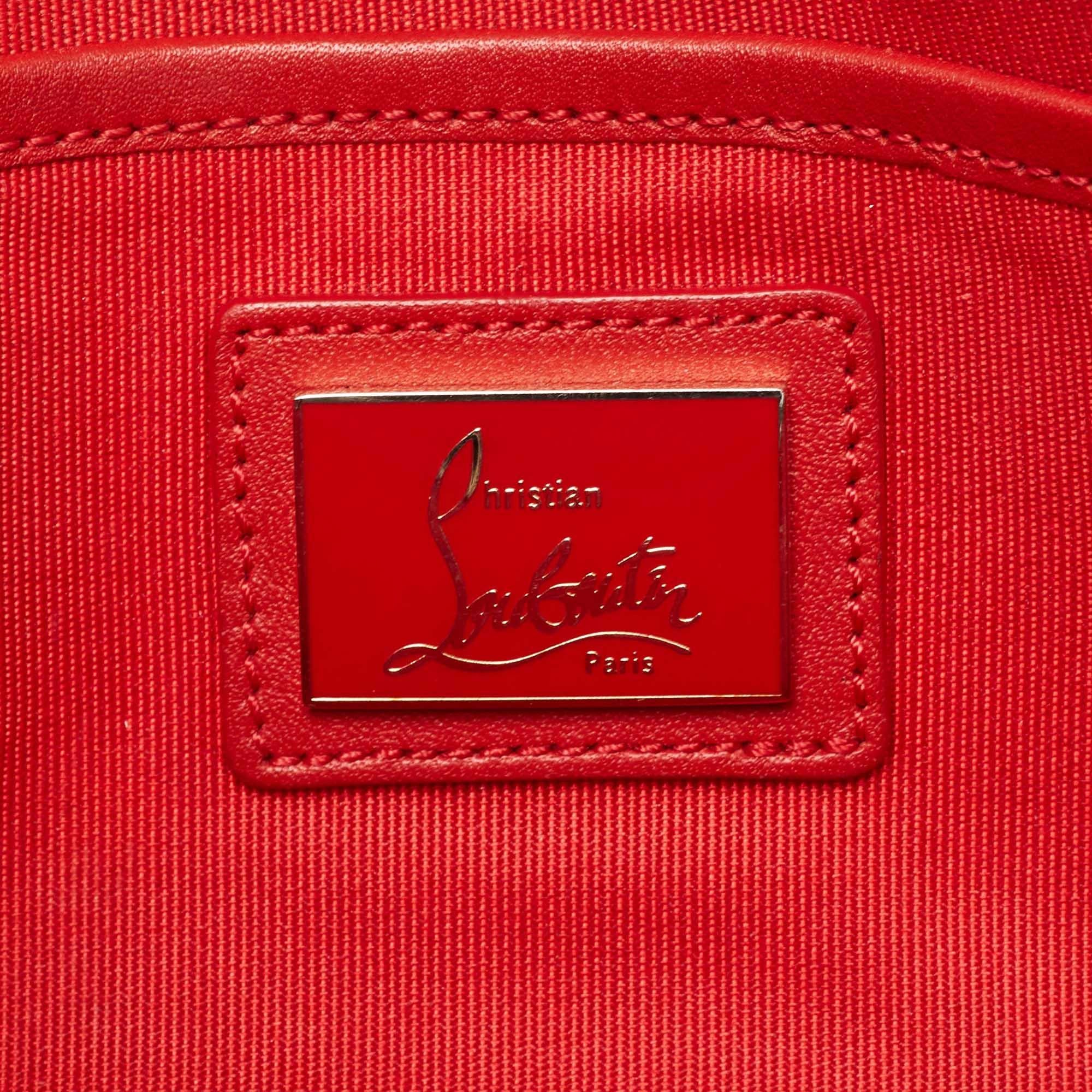 Christian Louboutin Black Patent Leather Loubiposh Spike Clutch In Good Condition In Dubai, Al Qouz 2