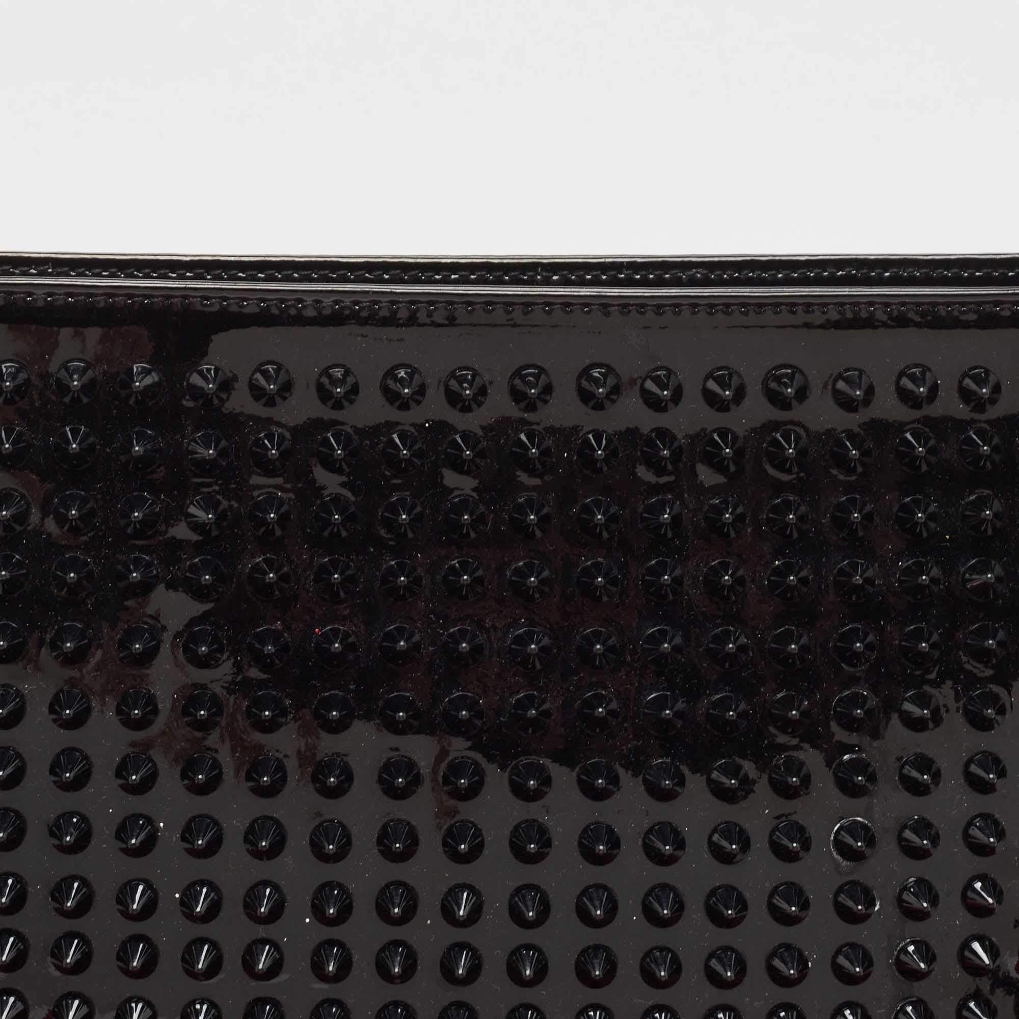 Christian Louboutin Black Patent Leather Loubiposh Spike Clutch 4