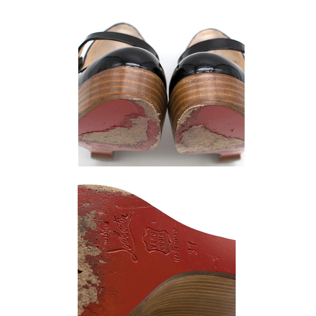 Christian Louboutin Black Patent Leather Mary Jane Wedges For Sale 3