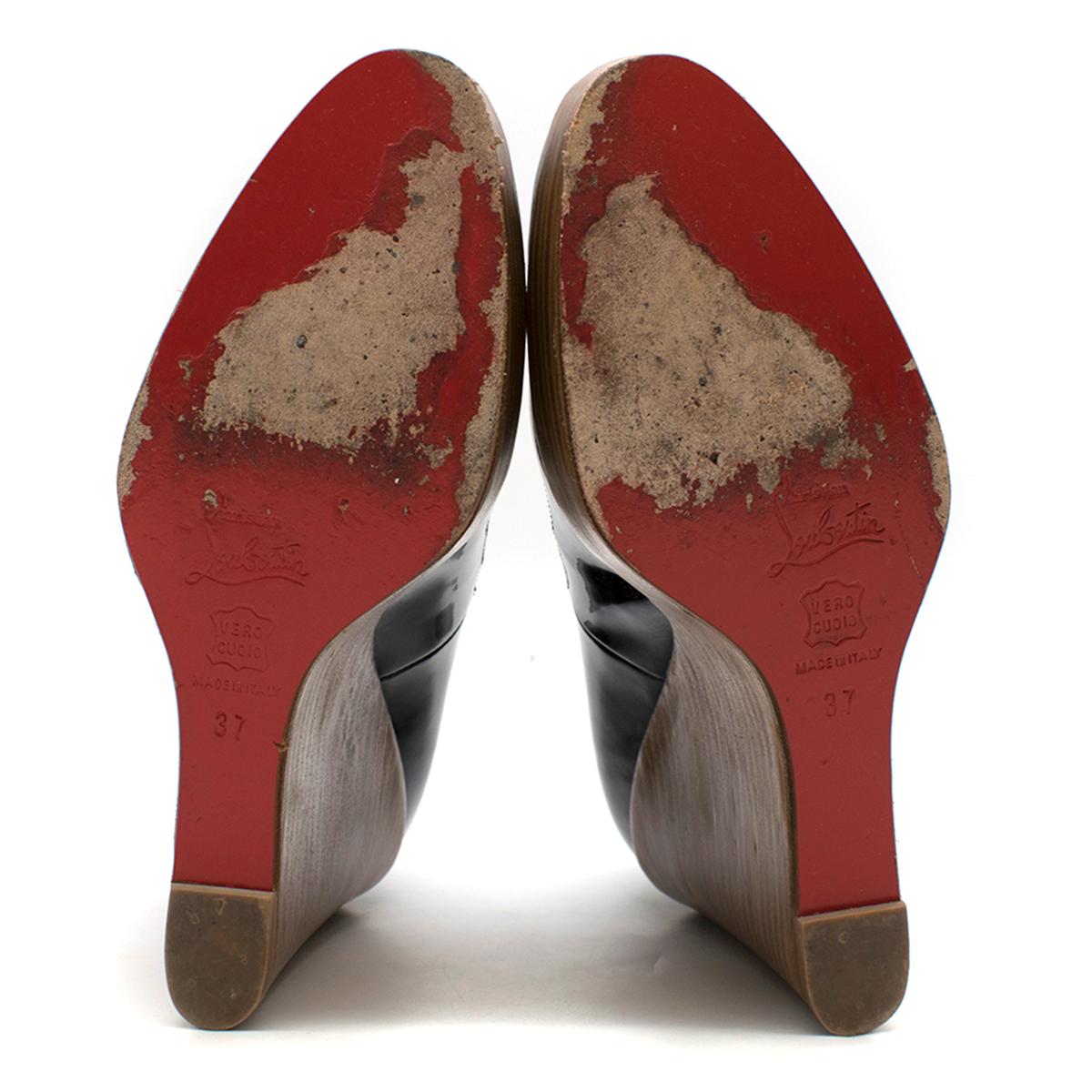 Christian Louboutin Black Patent Leather Mary Jane Wedges For Sale 4