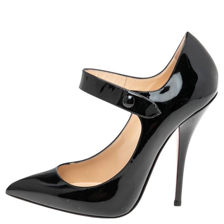 Christian Louboutin Black Patent Leather Neo Pensee Mary Jane Pumps Size 37 For Sale 1stDibs