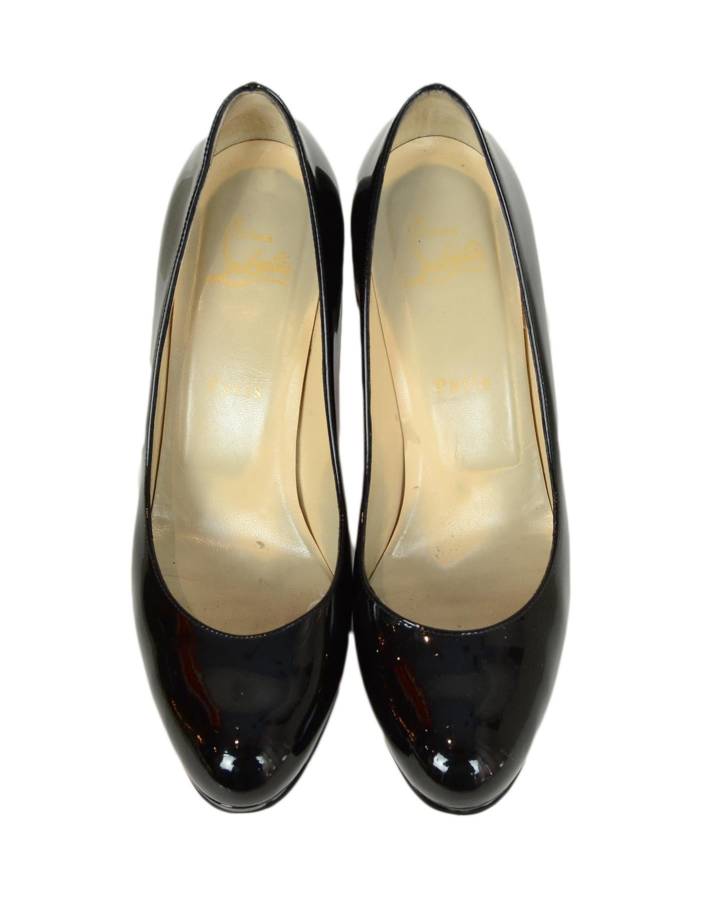 Christian Louboutin Black Patent Leather New Simple 100 Pumps sz 38.5 rt. $795 In Good Condition In New York, NY