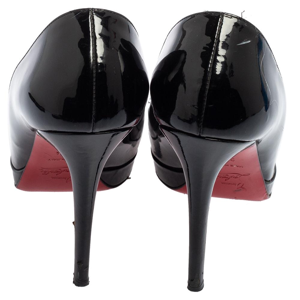 Christian Louboutin Black Patent Leather New Simple Platform Pumps Size 38.5 For Sale 1