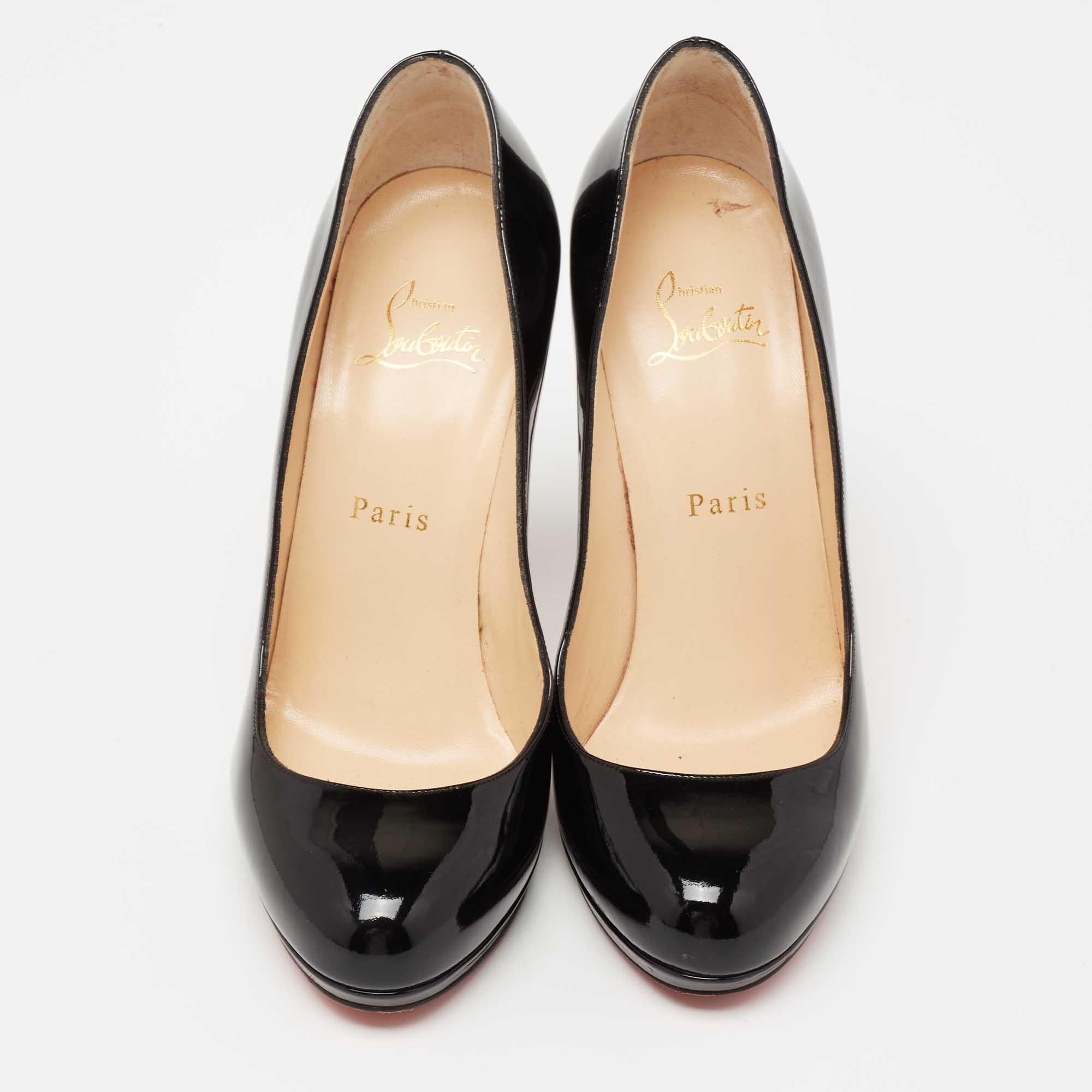 Christian Louboutin Black Patent Leather New Simple Pumps Size 38 For Sale 1