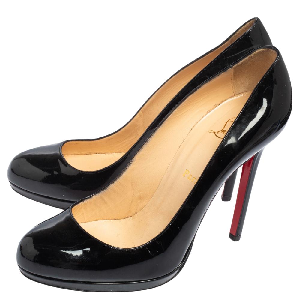 Beige Christian Louboutin Black Patent Leather New Simple Pumps Size 40