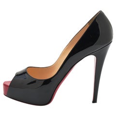 Christian Louboutin Black Patent Leather New Very Prive Platform Pumps Size 39 Christian Louboutin Black Patent Leather New Very Prive Platform Pumps Size 39