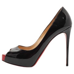 Christian Louboutin Black Patent Leather New Very Prive Pumps Size 37.5