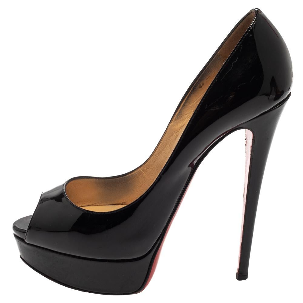 Christian Louboutin Black Patent Leather New Very Prive Pumps Size 38 1