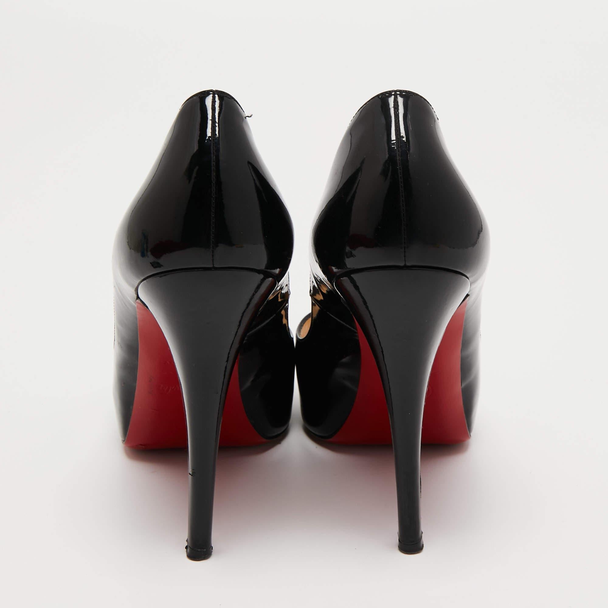 Christian Louboutin Black Patent Leather New Very Prive Pumps Size 38 For Sale 1