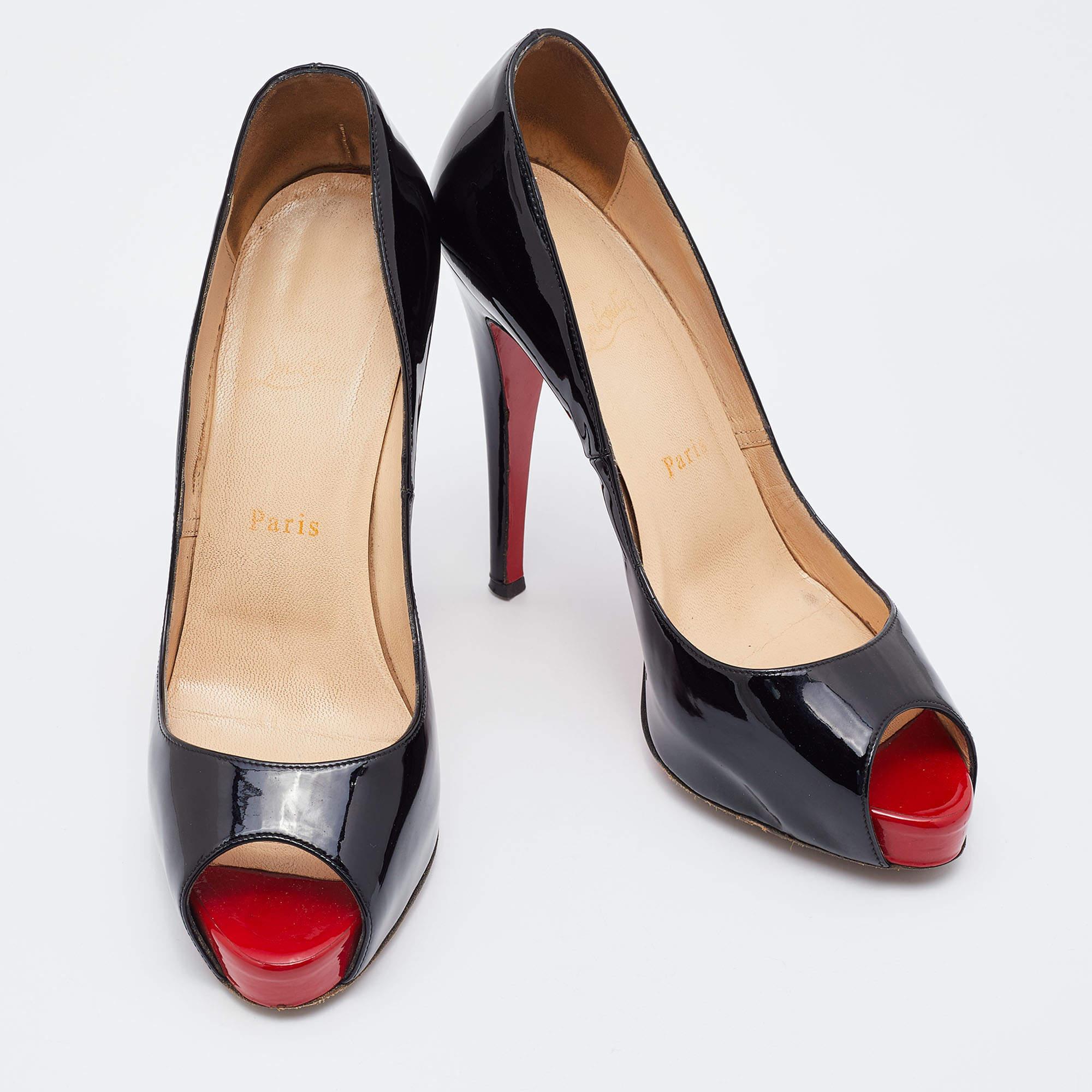 Christian Louboutin Black Patent Leather New Very Prive Pumps Size 39 For Sale 1