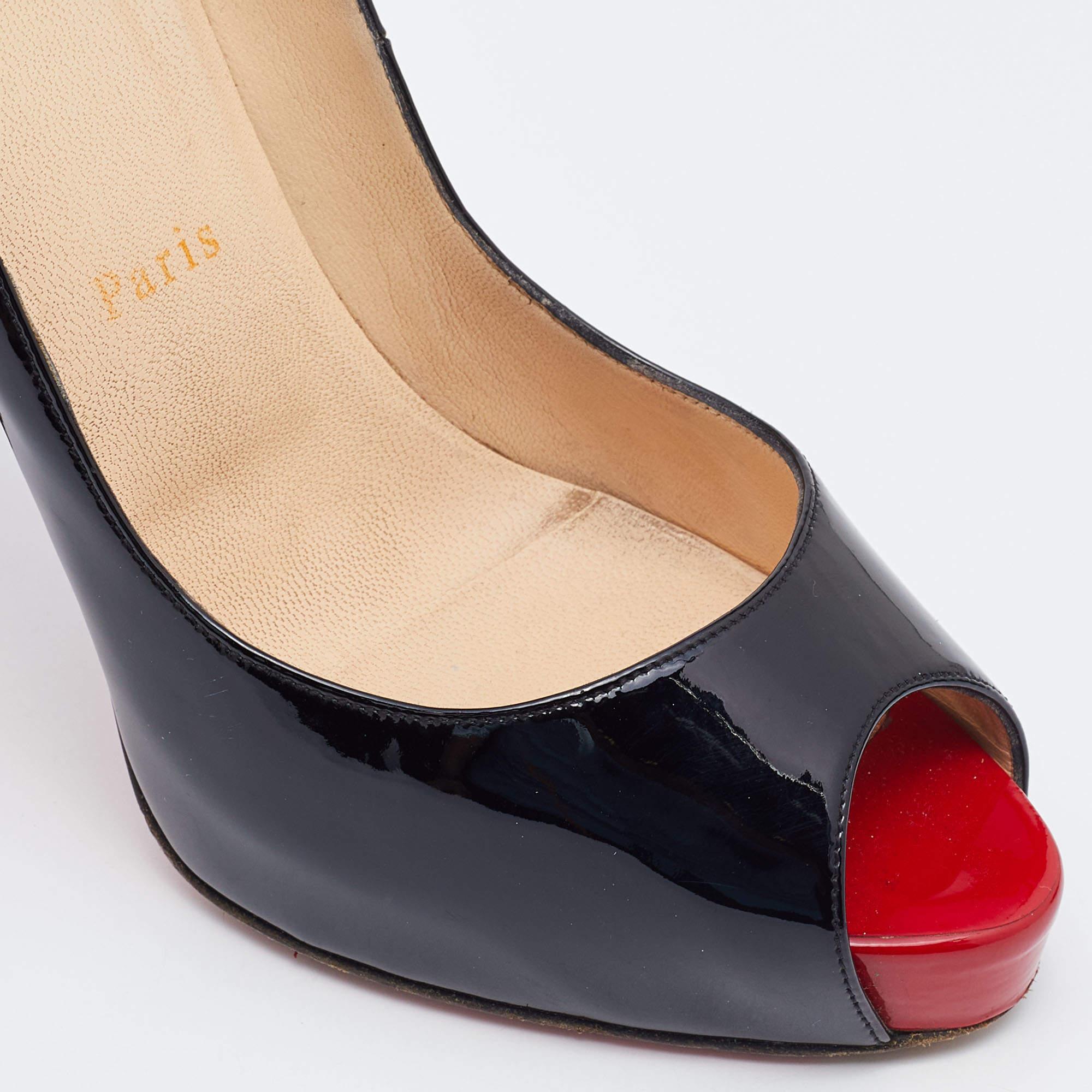Christian Louboutin Black Patent Leather New Very Prive Pumps Size 39 For Sale 2