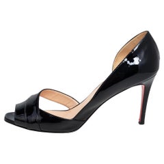 Christian Louboutin Black Patent Leather Open Toe D' Orsay Pumps Size 41