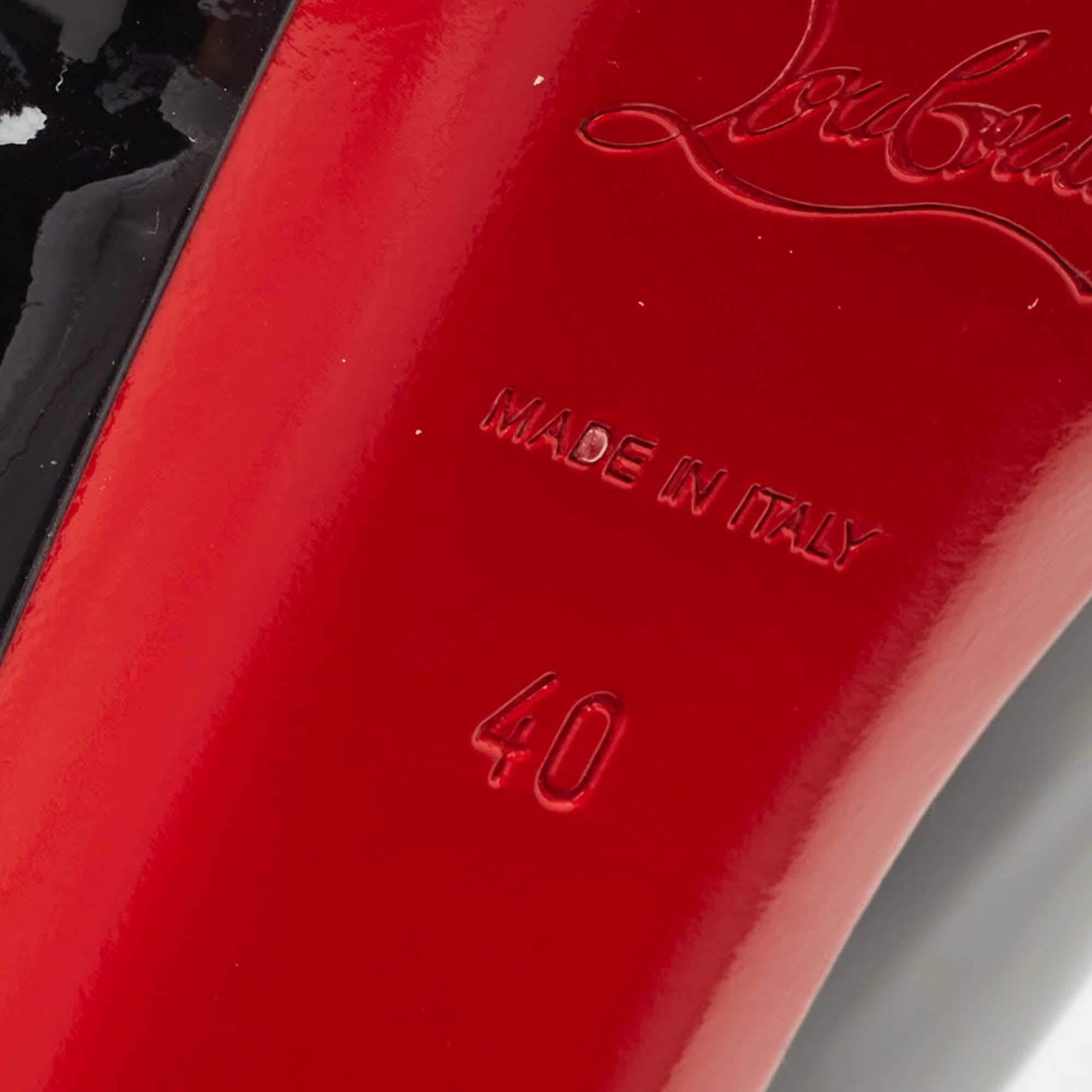 Christian Louboutin Black Patent Leather Palais Royal Slingback Pumps Size 40 3