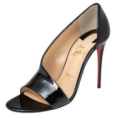 Christian Louboutin Black Patent Leather Phoebe Sandals Size 39.5