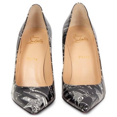 CHRISTIAN LOUBOUTIN black patent leather PIGALLE FOLLIES NICOGRAF Pumps Shoes 39