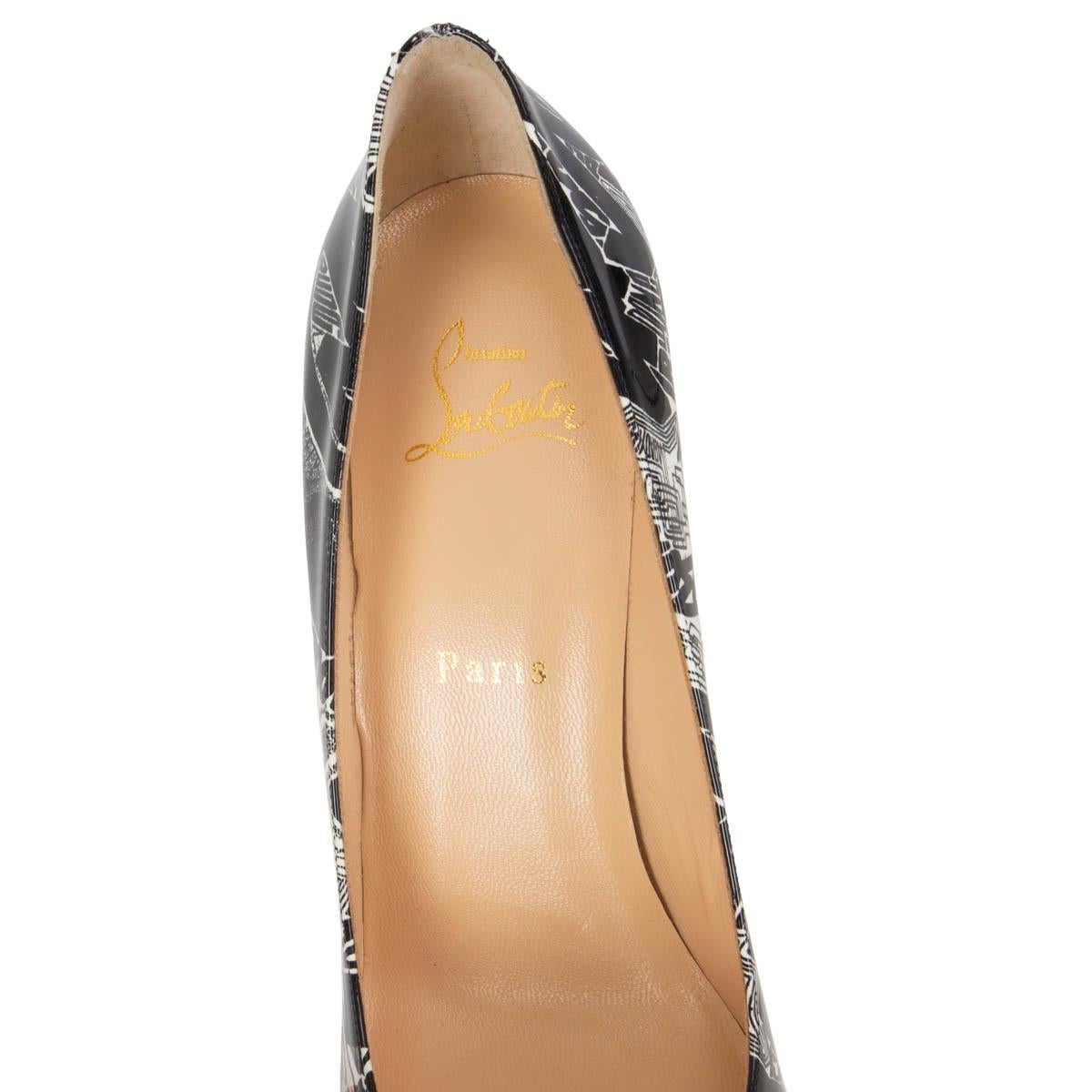 Women's CHRISTIAN LOUBOUTIN black patent leather PIGALLE FOLLIES NICOGRAF Pumps Shoes 39 For Sale