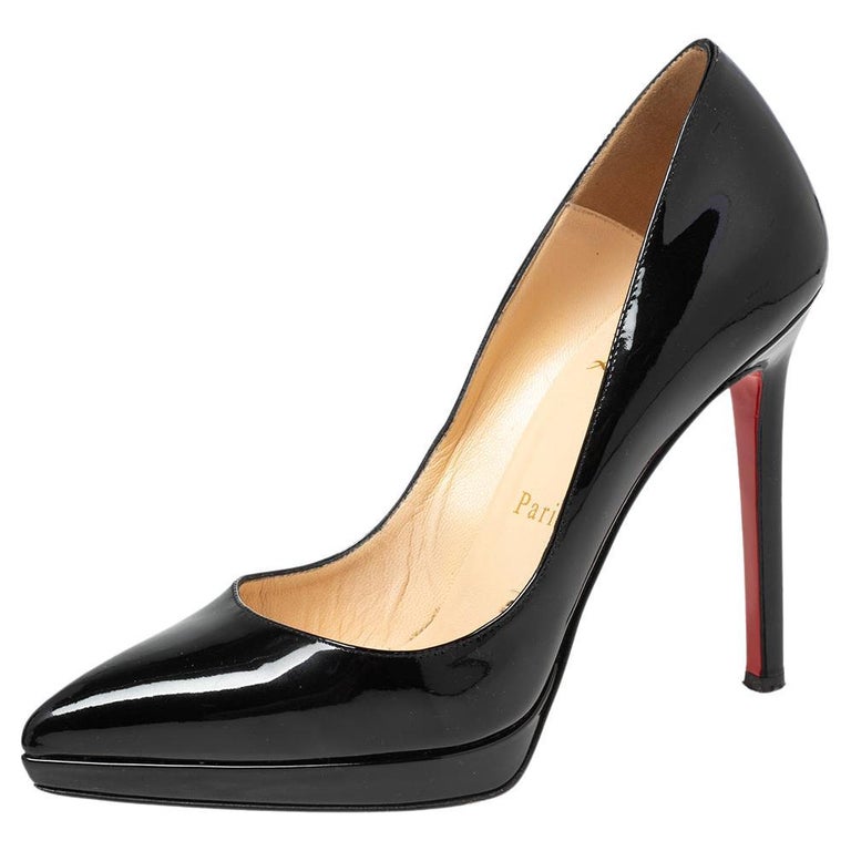 Christian Louboutin Black Patent Leather Pigalle Plato Pumps Size 35 at ...