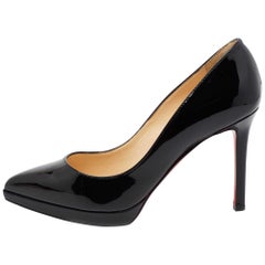 Christian Louboutin Black Patent Leather Pigalle Plato Pumps Size 35.5