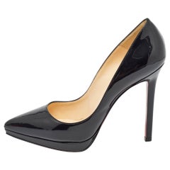 Christian Louboutin Black Patent Leather Pigalle Plato Pumps Size 37