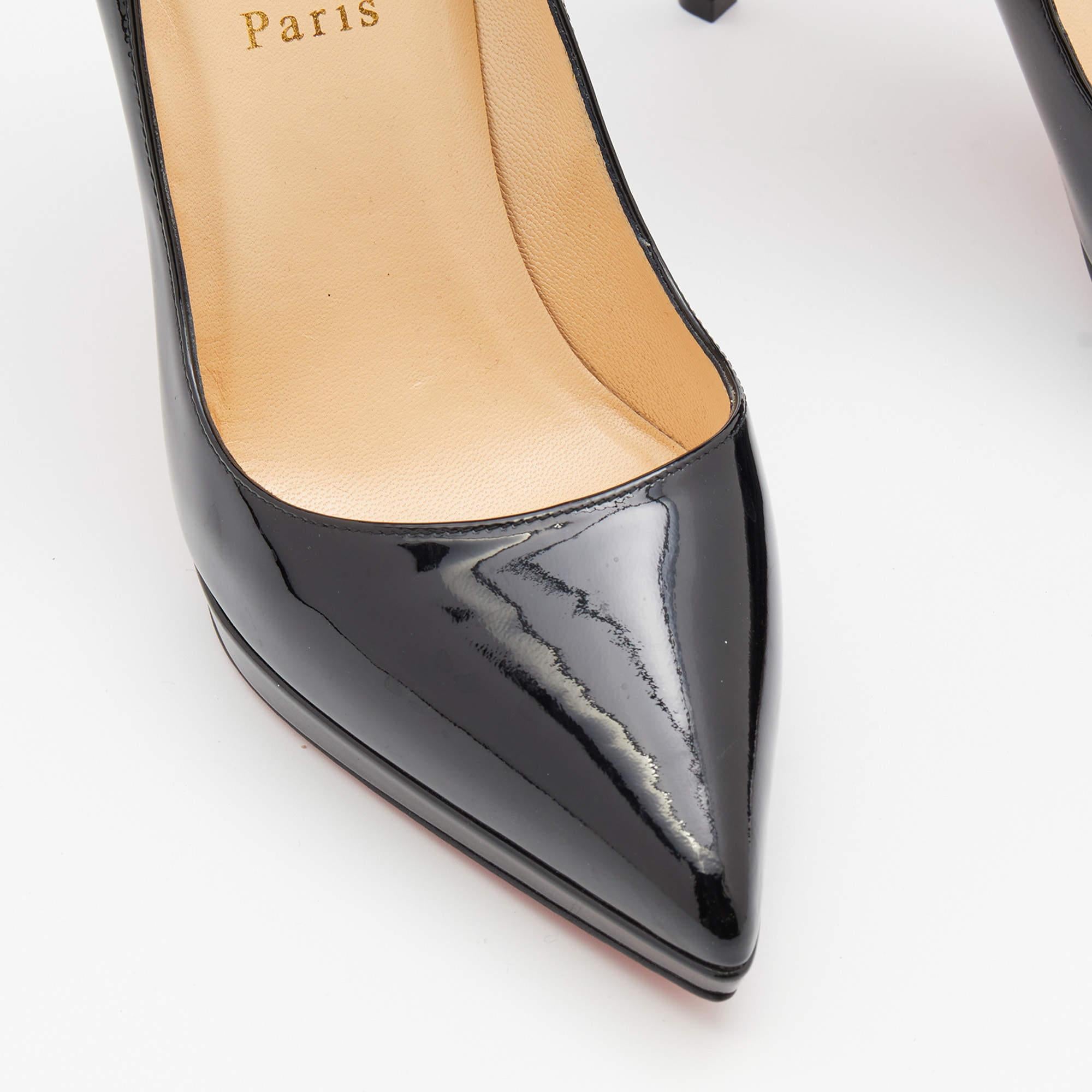 Women's Christian Louboutin Black Patent Leather Pigalle Plato Pumps Size 39