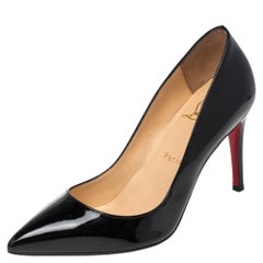 Christian Louboutin Black Patent Leather Pigalle Pointed Toe Pumps Size 37