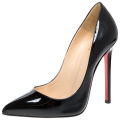 Christian Louboutin Black Patent Leather Pigalle Pointed Toe Pumps Size 38