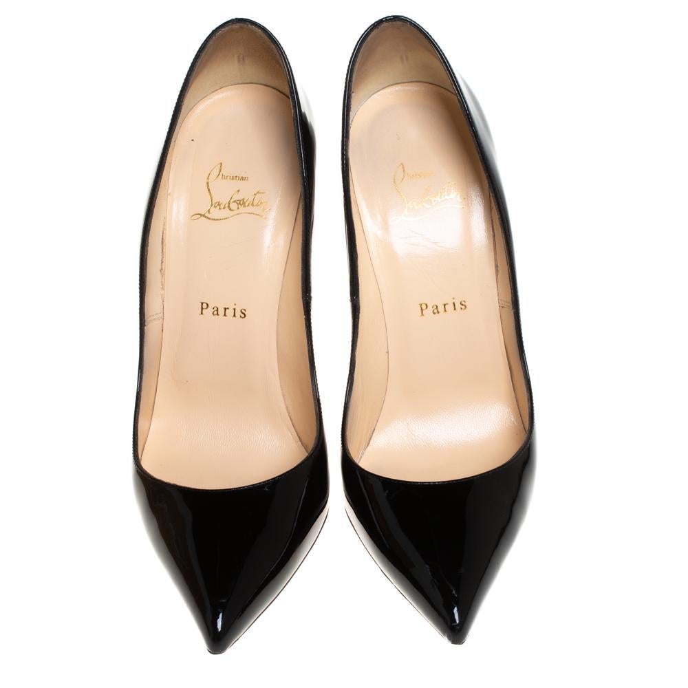 Christian Louboutin Black Patent Leather Pigalle Pointed Toe Pumps Size 39 In Fair Condition In Dubai, Al Qouz 2