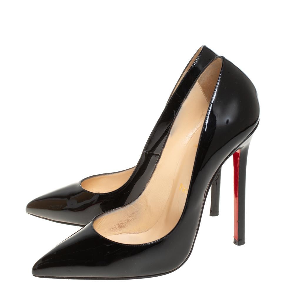Christian Louboutin Black Patent Leather Pigalle Pointed Toe Pumps Size 39 1
