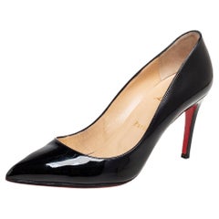 Christian Louboutin Black Patent Leather Pigalle Pumps Size 38.5