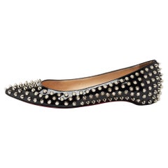 Christian Louboutin Black Patent Leather Pigalle Spikes Ballet Flats Size 36.5