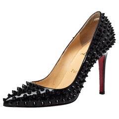 Christian Louboutin Black Patent Leather Pigalle Spikes Pumps Size 37