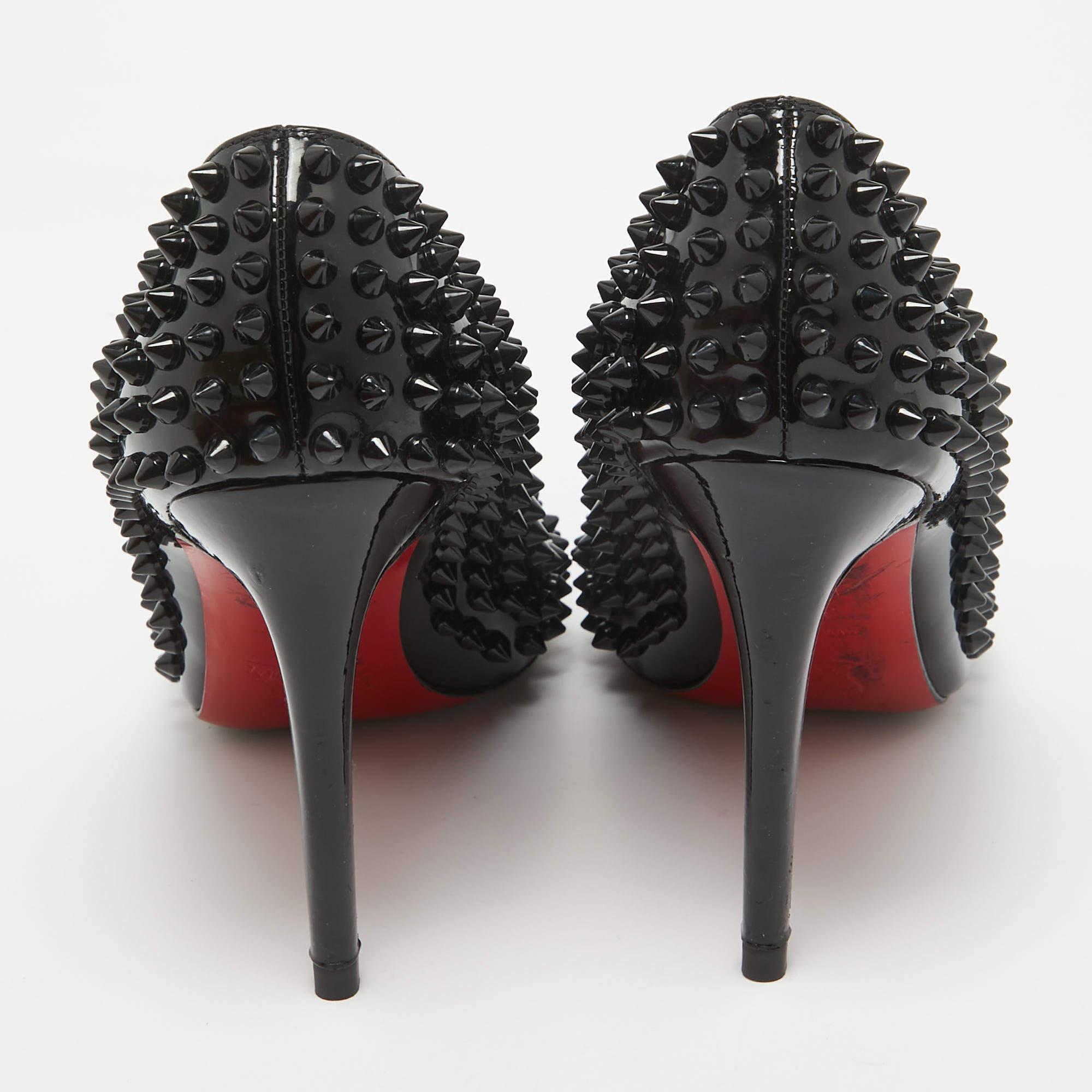 Christian Louboutin Black Patent Leather Pigalle Spikes Pumps Size 38.5 1