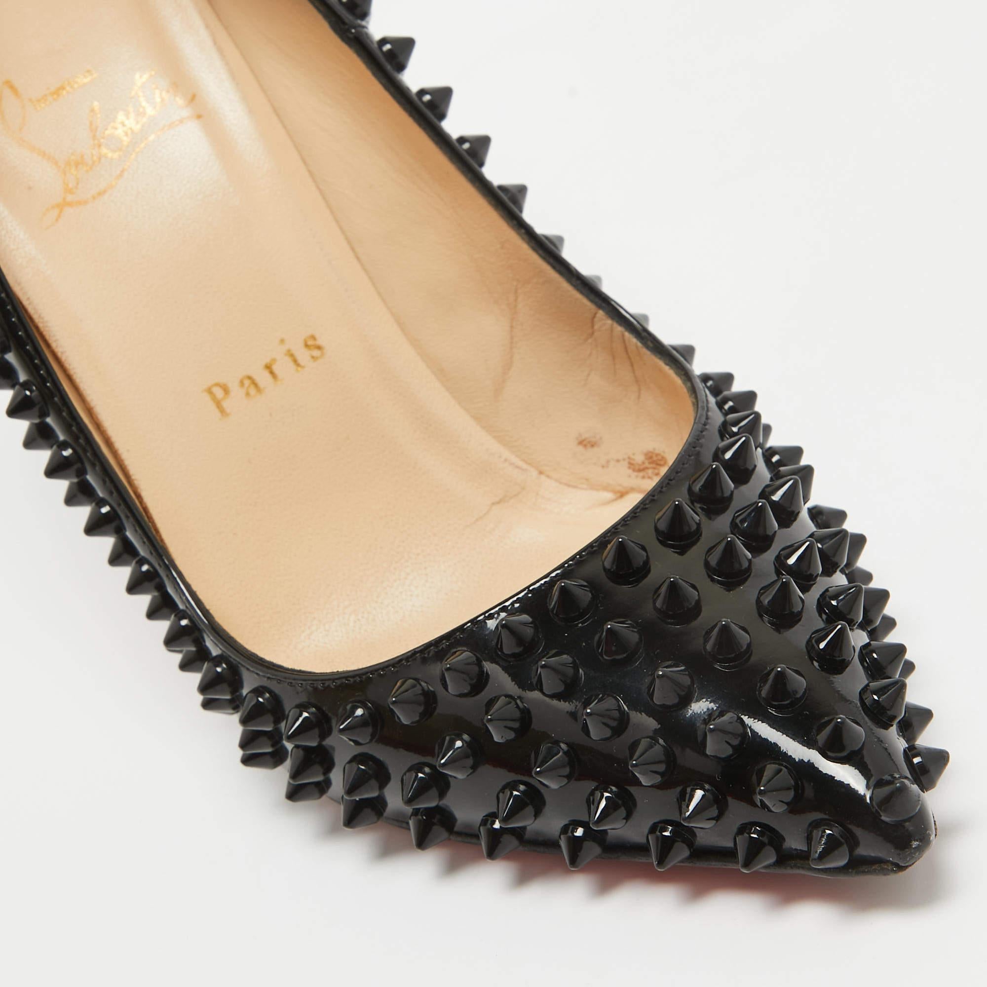 Christian Louboutin Black Patent Leather Pigalle Spikes Pumps Size 38.5 3