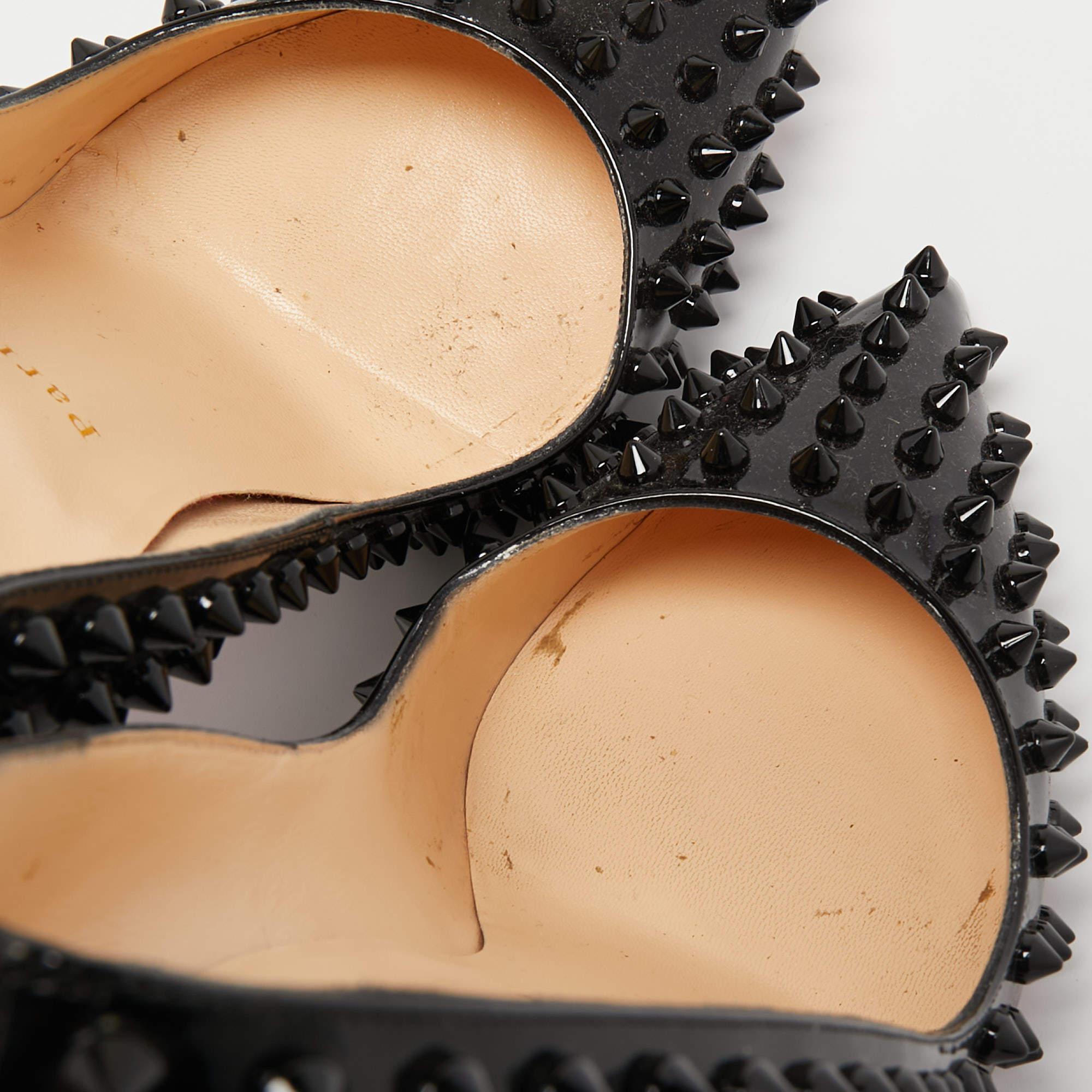 Christian Louboutin Black Patent Leather Pigalle Spikes Pumps Size 39 2