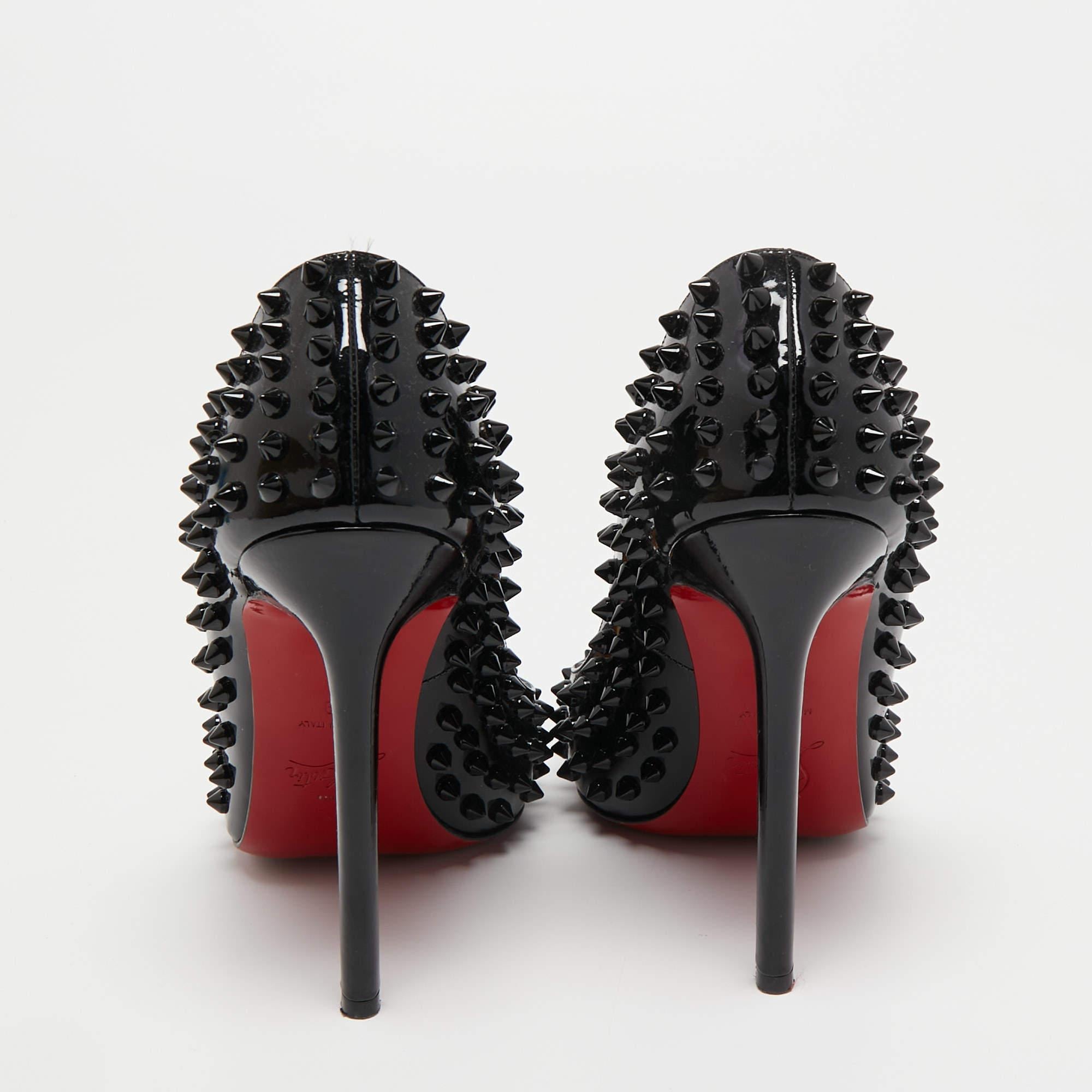 Christian Louboutin Black Patent Leather Pigalle Spikes Pumps Size 39 3