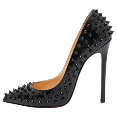 Christian Louboutin Black Patent Leather Pigalle Spikes Pumps Size 39