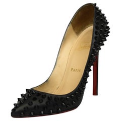 Christian Louboutin Black Patent Leather Pigalle Spikes  Size US 6