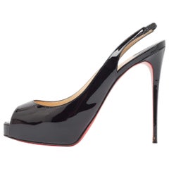 Christian Louboutin Black Patent Leather Private Number Sandals Size 40